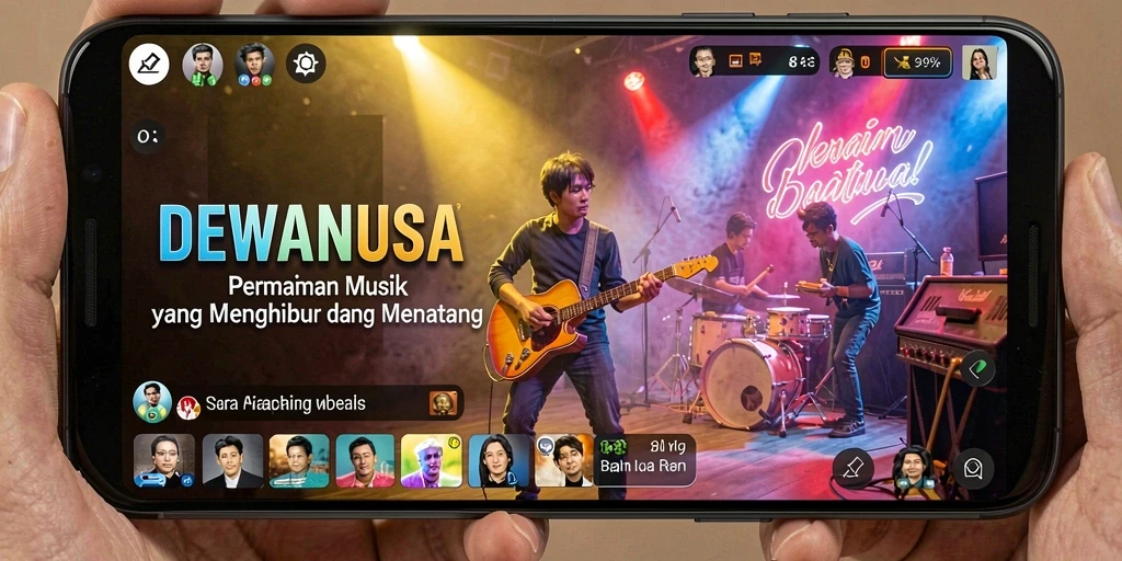 Tampilan gameplay DEWANUSA yang dinamis dan berwarna-warni.