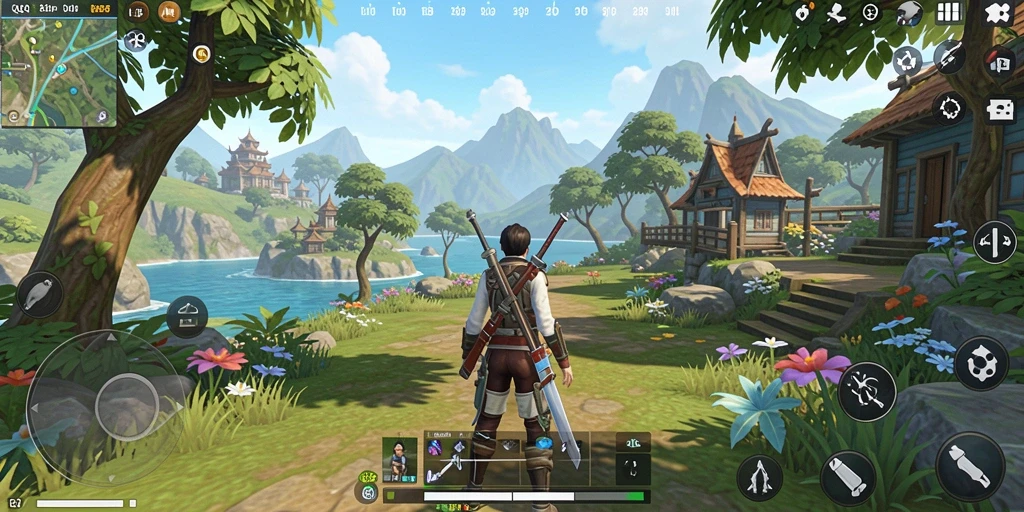 Tangkapan layar menunjukkan eksplorasi luas dalam game Open World.