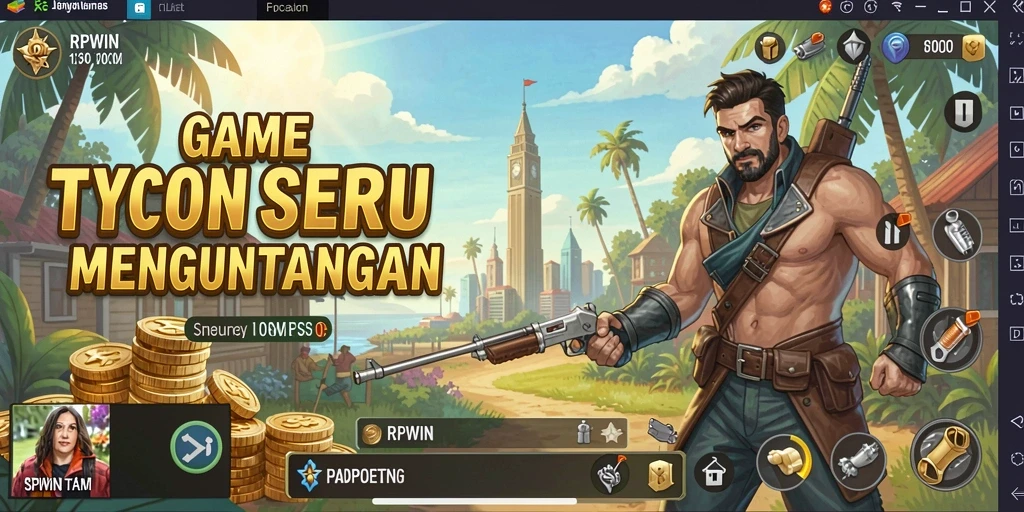 Tangkapan layar gameplay RPWIN yang menampilkan aktivitas pengelolaan bisnis.