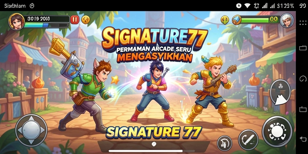 Tangkapan layar utama dari gameplay menegangkan SIGNATURE77 di arena Arcade.